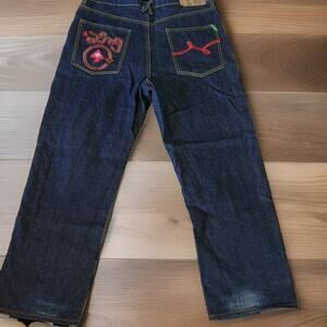 Ln Jeans by Lng Flap Embroidered Pocket loose Jeans actual Size 38 X 31.5